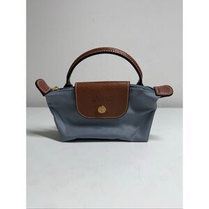 Longchamp Mini Crossbody Bag Top Handle Gray Brown